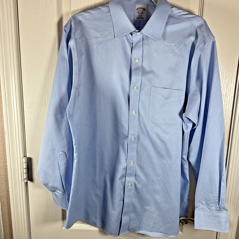 Brooks Brothers Regent Men's 16.5 x 33 Button Down Shirt Light Blue 100% Cotton - Picture 2 of 8